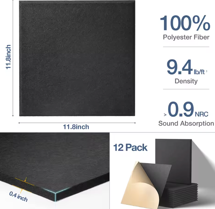 Luxury Adhesive Acoustic Panels — 12pcs